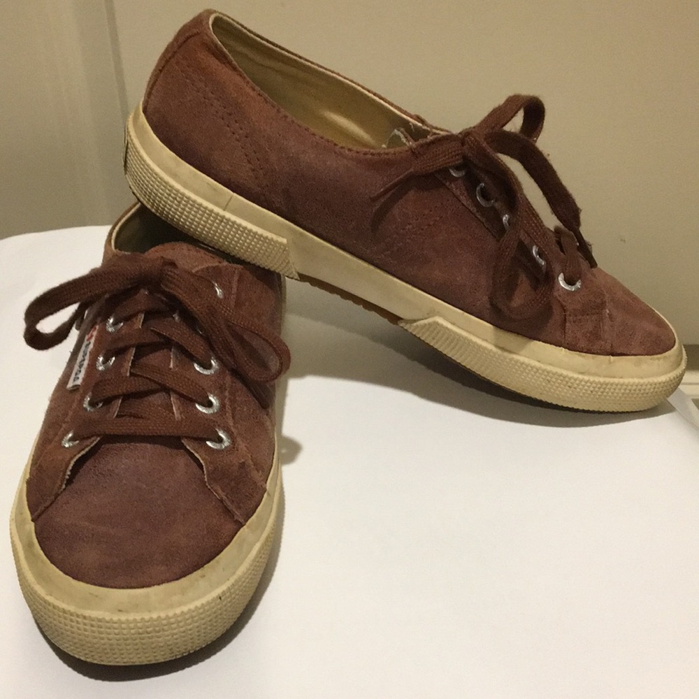 Anthropologie Superga distress Leather Lace UP Sneaker shoe size 38 W7.5/M6